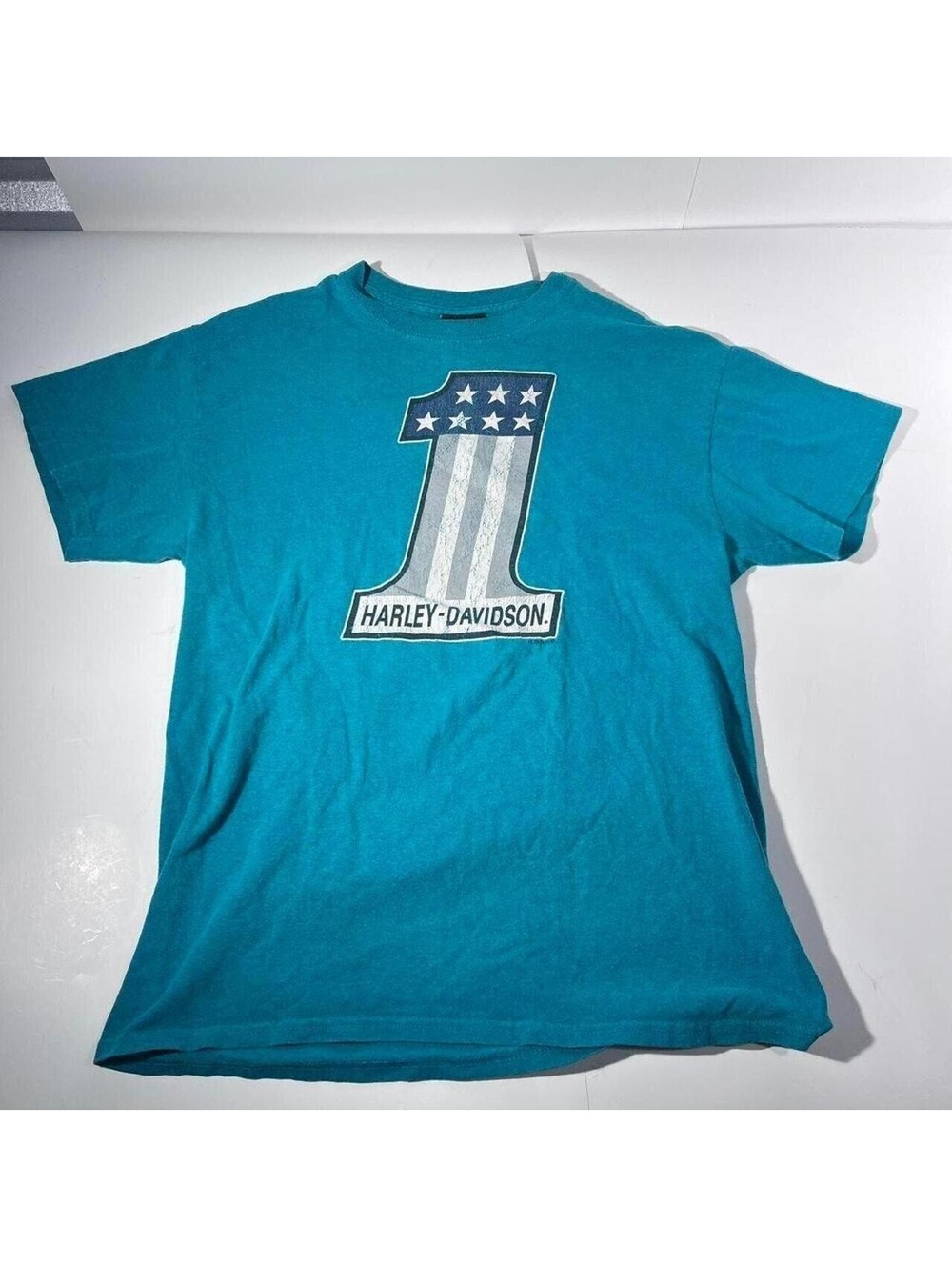 Harley-Davidson blue t-shirt with white graphic, Size M